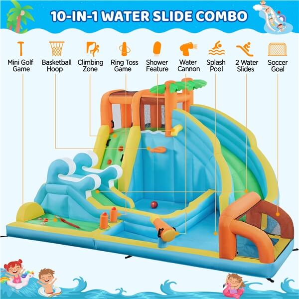 Yaheetech 10 in 1 Inflatable Water Slide