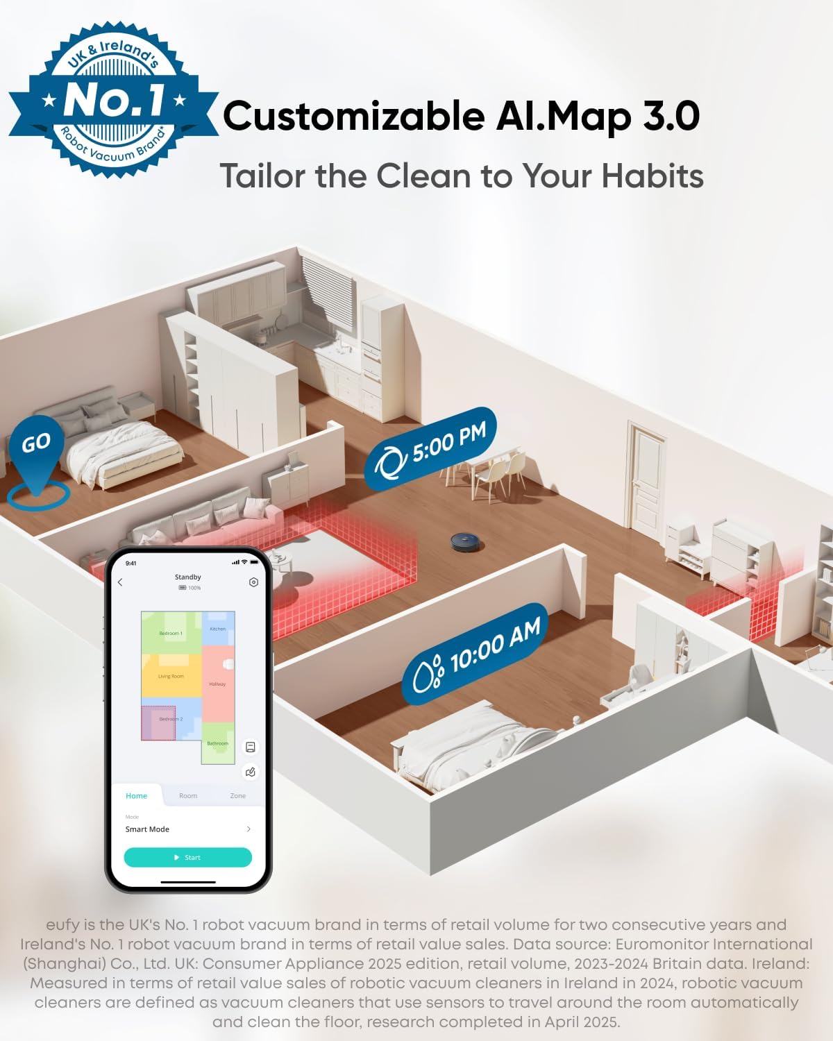 eufy X10 Pro Omni Robot Vacuum Cleaner with Mop, All-in-One Station, 8,000Pa Powerful Suction, Dual Mops, AI Obstacle Avoidance, Auto Mop Washing, Auto-Hot-Air-Drying, Auto-Emptying, Auto-Refilling