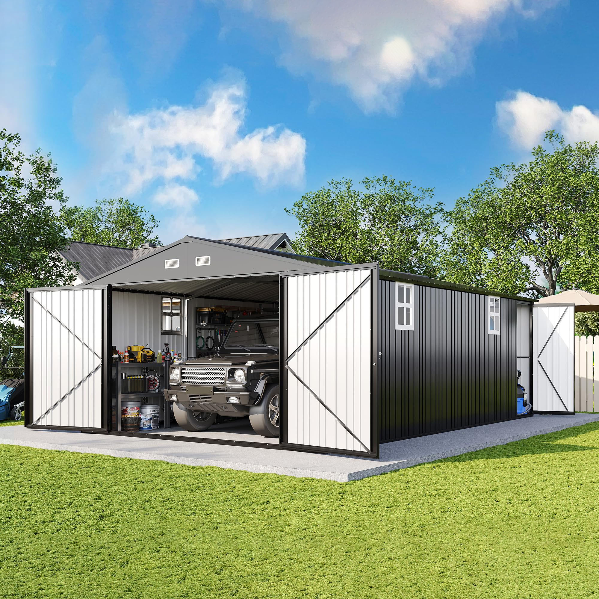 AMERLIFE 13.2x21x8 FT Outdoor Metal Garage Shed - Limited-time Discount
