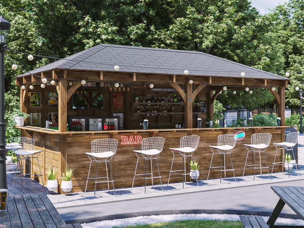 Dunster House Garden Bar 6 x 3 Metres Wooden Outdoor Pub Shed Gazebo Kiosk Counter Barzebo Leviathan M