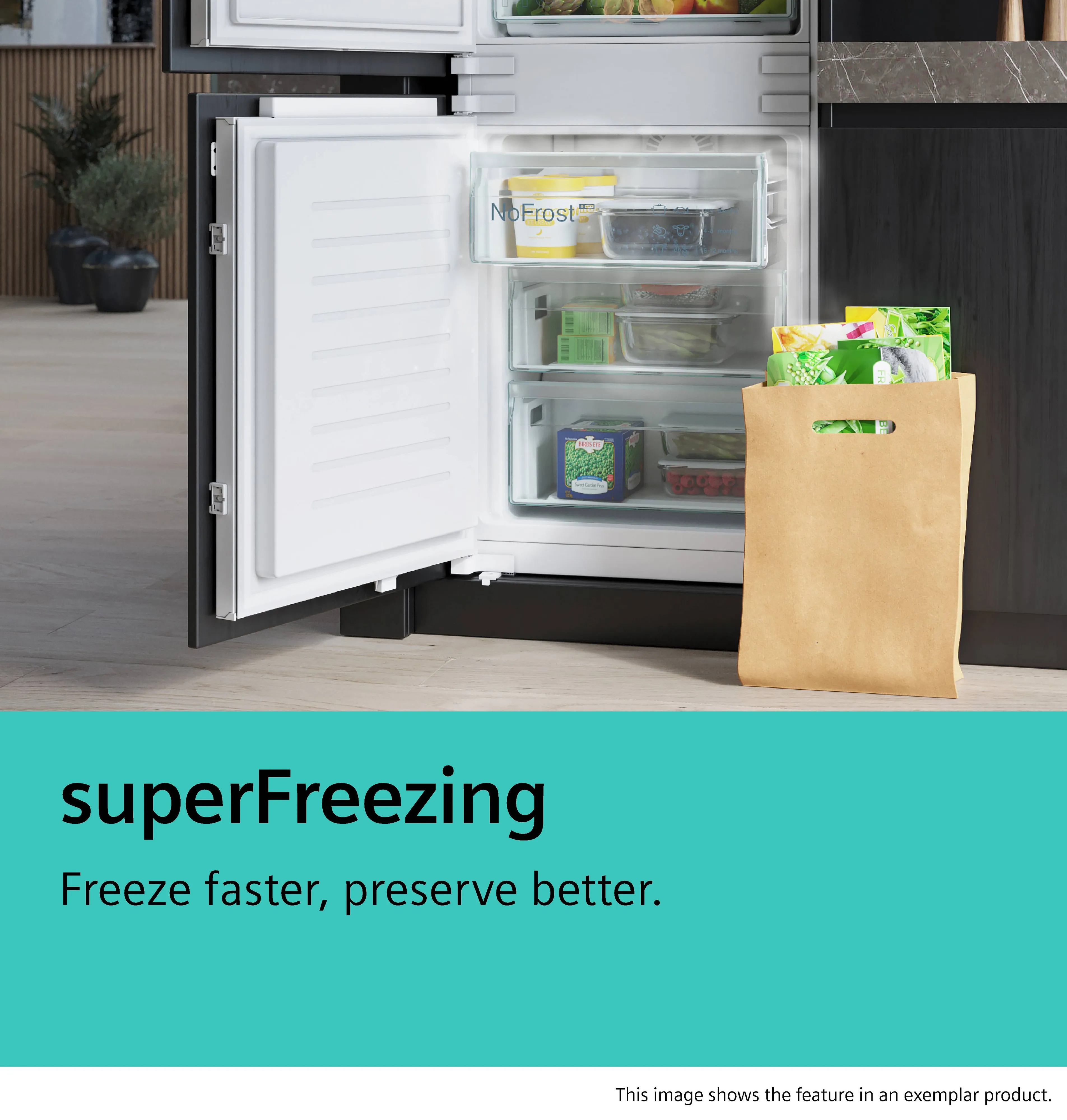 SIEMENS KI87VVFE0G iQ300 Built-in fridge-freezer with freezer at bottom 177.2 x 54.1 cm flat hinge