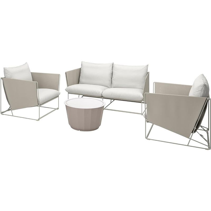 IKEA LÅGASKÄR/HAVSTEN 4 Seater Outdoor Conversation Set, Beige/Beige
