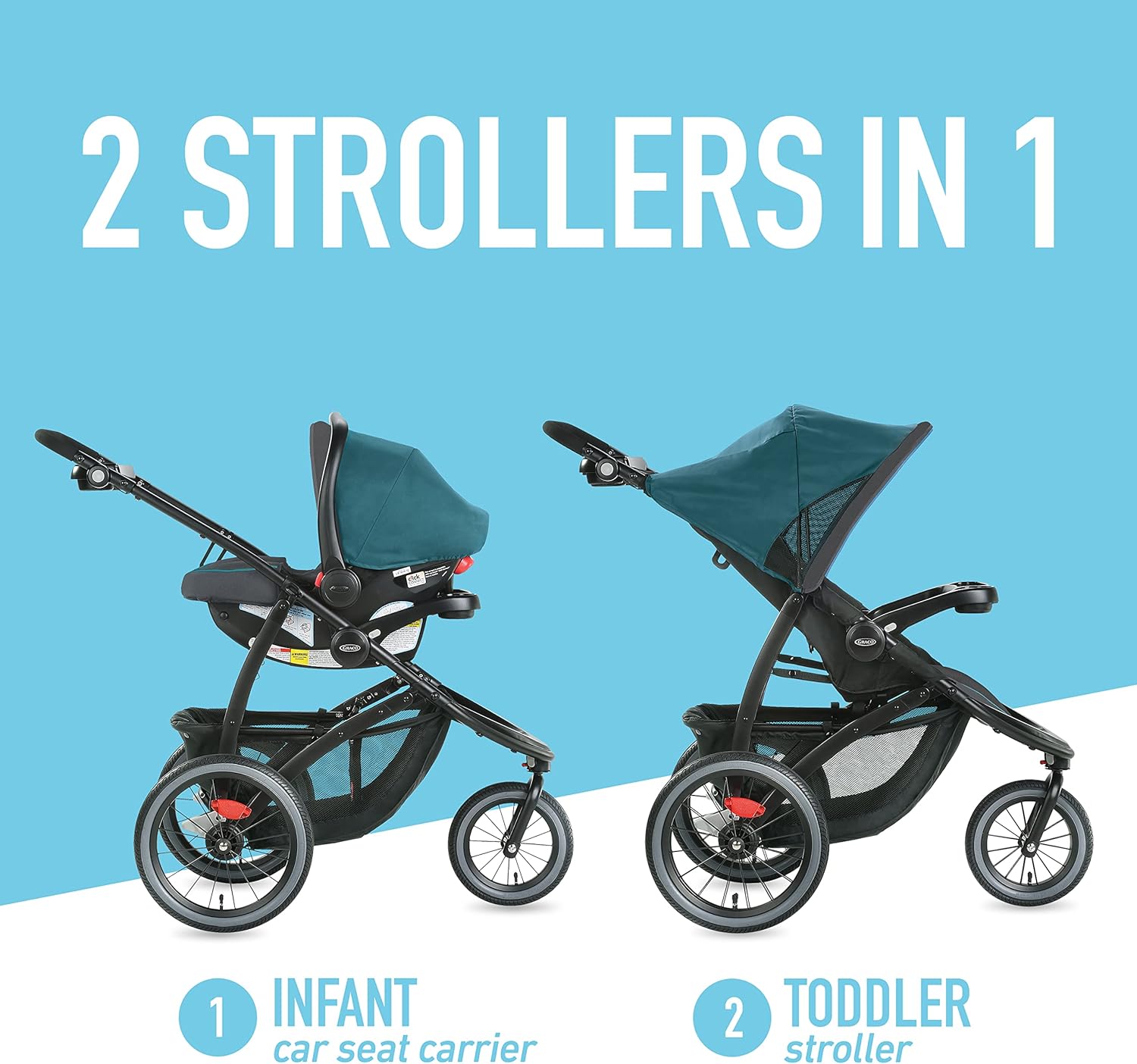 Graco FastAction Jogger LX Travel System, Compact Jogging Baby Stroller and Car Seat Combo with SnugRide SnugLock 35 Lite Infant Car Seat, Rear-Facing from 1.8-16 kg (4-35 lb), Mansfield