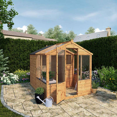 Mercia 8 x 6 Tongue and Groove Combi Greenhouse and Wooden Storage Shed
