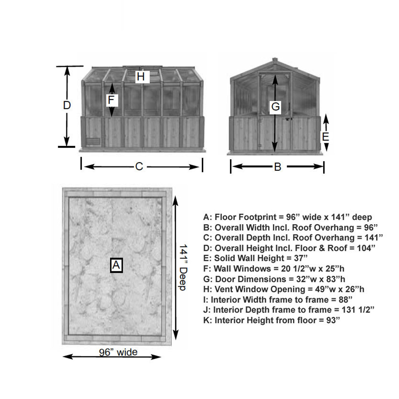 Eartheasy 8' x 12' Cedar Greenhouse