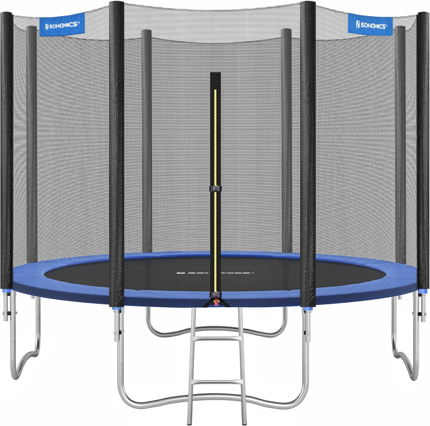 SONGMICS Trampolin Outdoor Ø 366cm, rundes Gartentrampolin mit Randabdeckung, mit Sicherheitsnetz, mit Leiter und gepolsterten Stangen