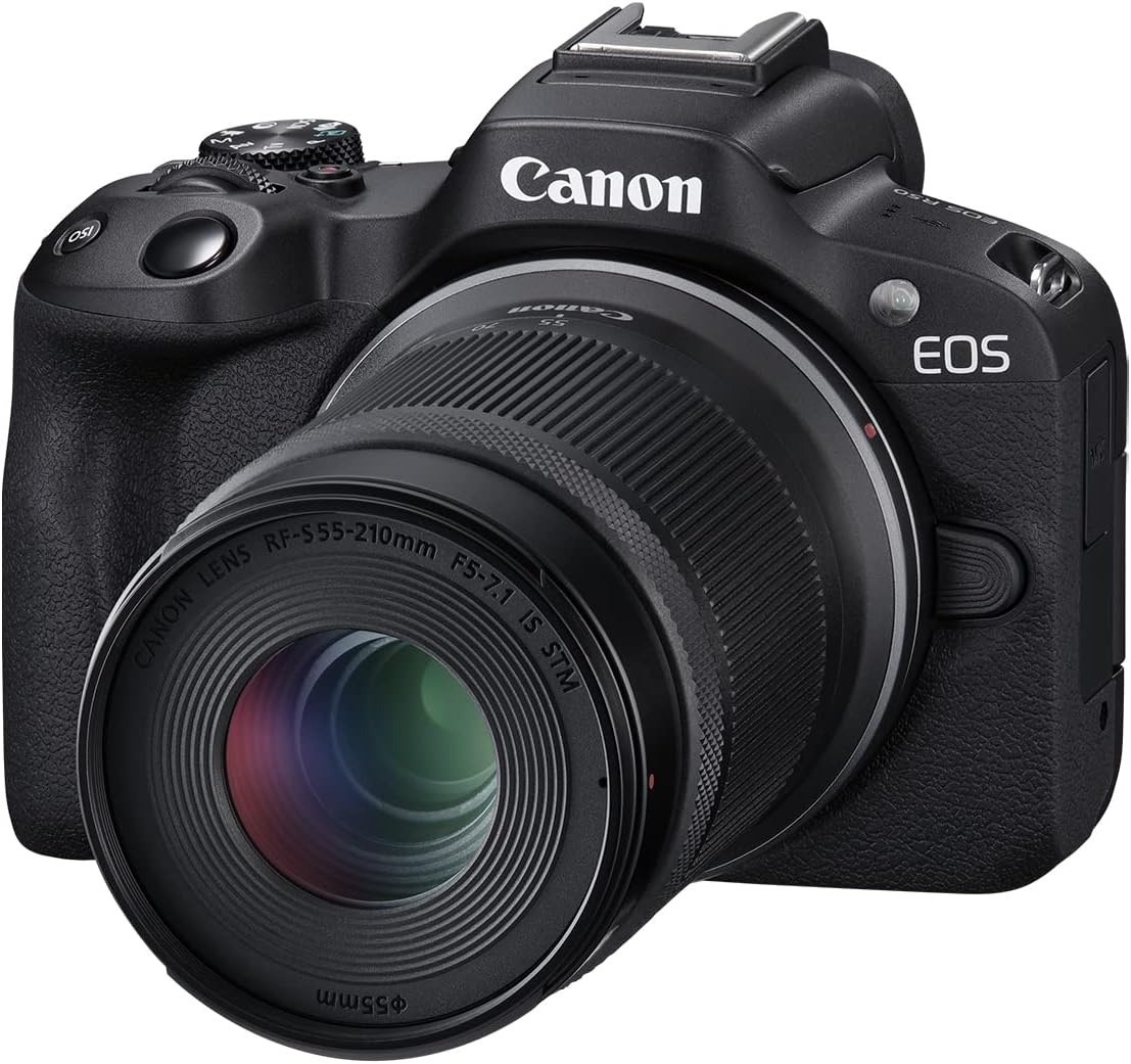 Canon EOS R50 Mirrorless Vlogging Camera (Black) w/RF-S18-45mm F4.5-6.3 is STM & RF-S55-210mm F5-7.1 is STM Lenses, 24.2 MP, 4K Video, Subject Detection & Tracking, Compact, Smartphone Connection