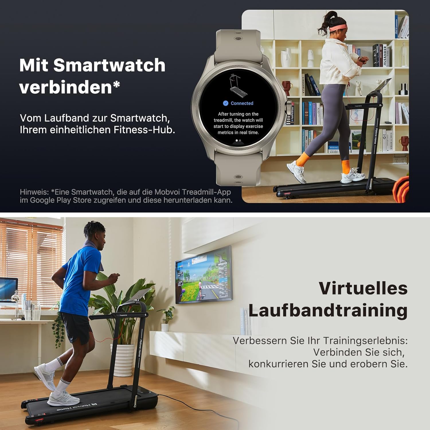 Mobvoi Home Laufband SE, 3-in-1-Klapplaufband