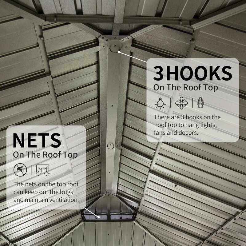 Cavus 20 Ft. W x 12 Ft. D Galvanized Steel Patio Gazebo