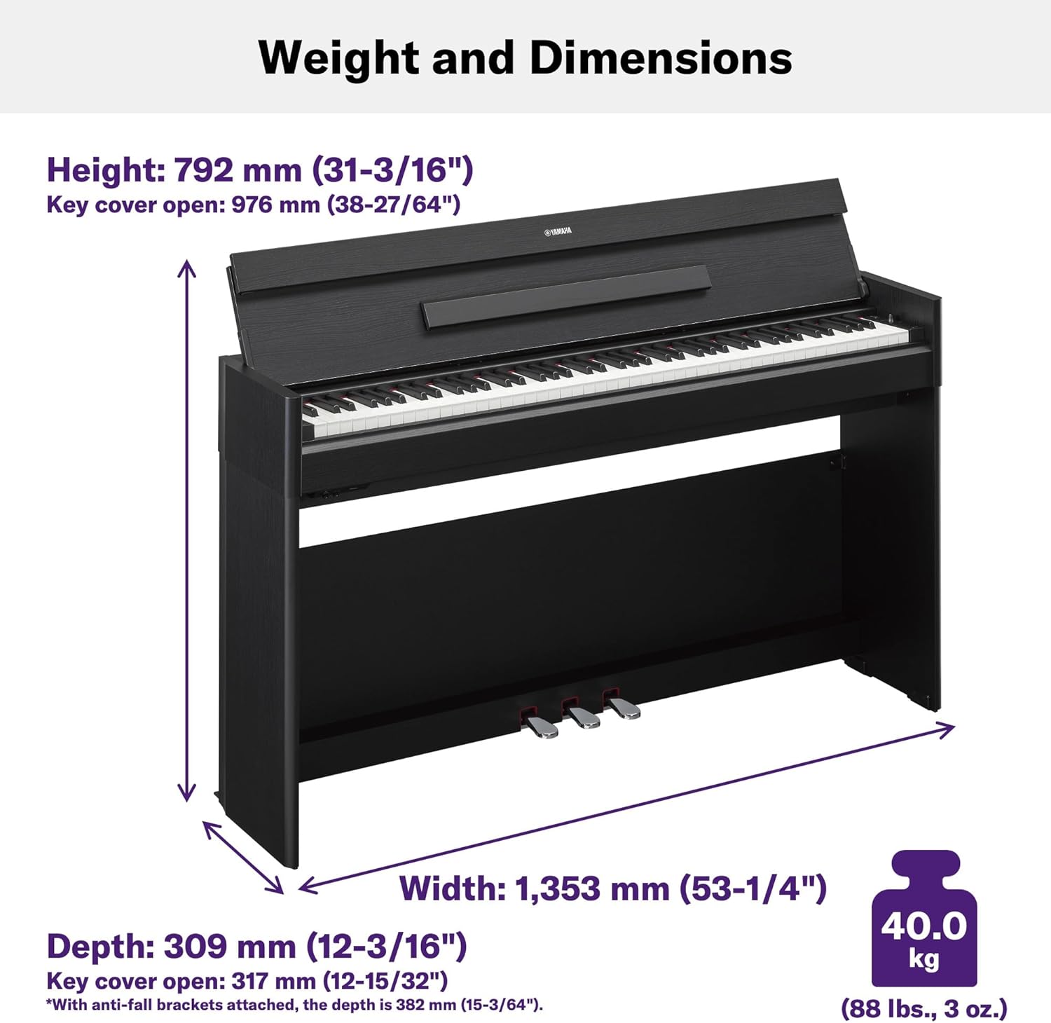 Yamaha YDP-S35 Arius Series Slim Digital Console Piano, Black