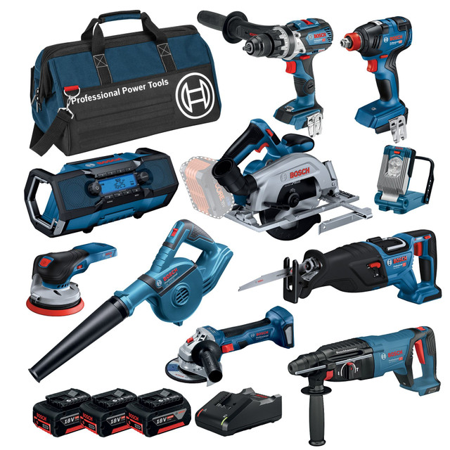 Bosch 10 Piece 18V 5Ah Combo Power Tool Kit