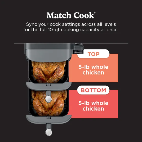 Ninja® DoubleStack™ 2 Basket 10 QT Air Fryer With Smart Thermometer