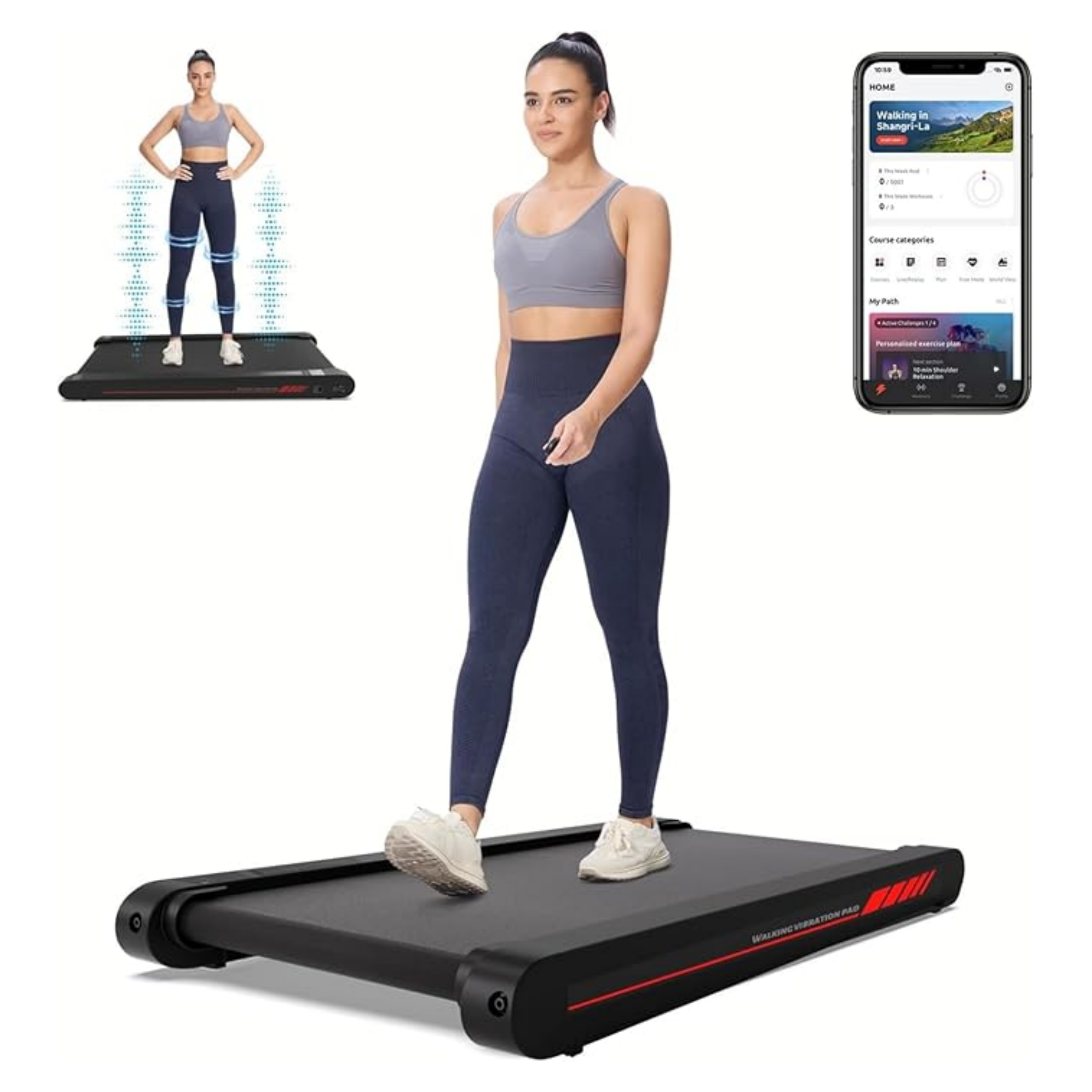 Sperax Walking Vibration Pad with APP, 3 in 1 Under Desk Treadmill, 2.5HP Low Noise Walking Treadmil