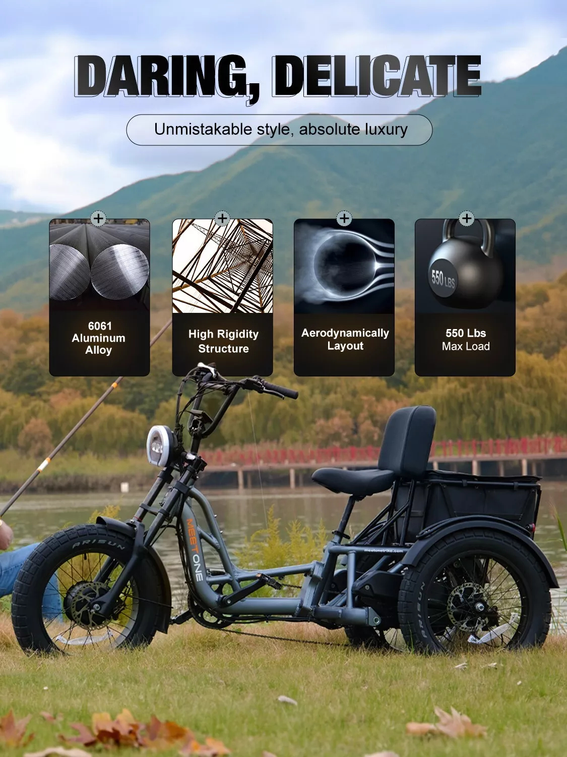 Tour 2400W Dual Motor Electric Tricycle for Adults, 48V 30AH Dual Battery UL