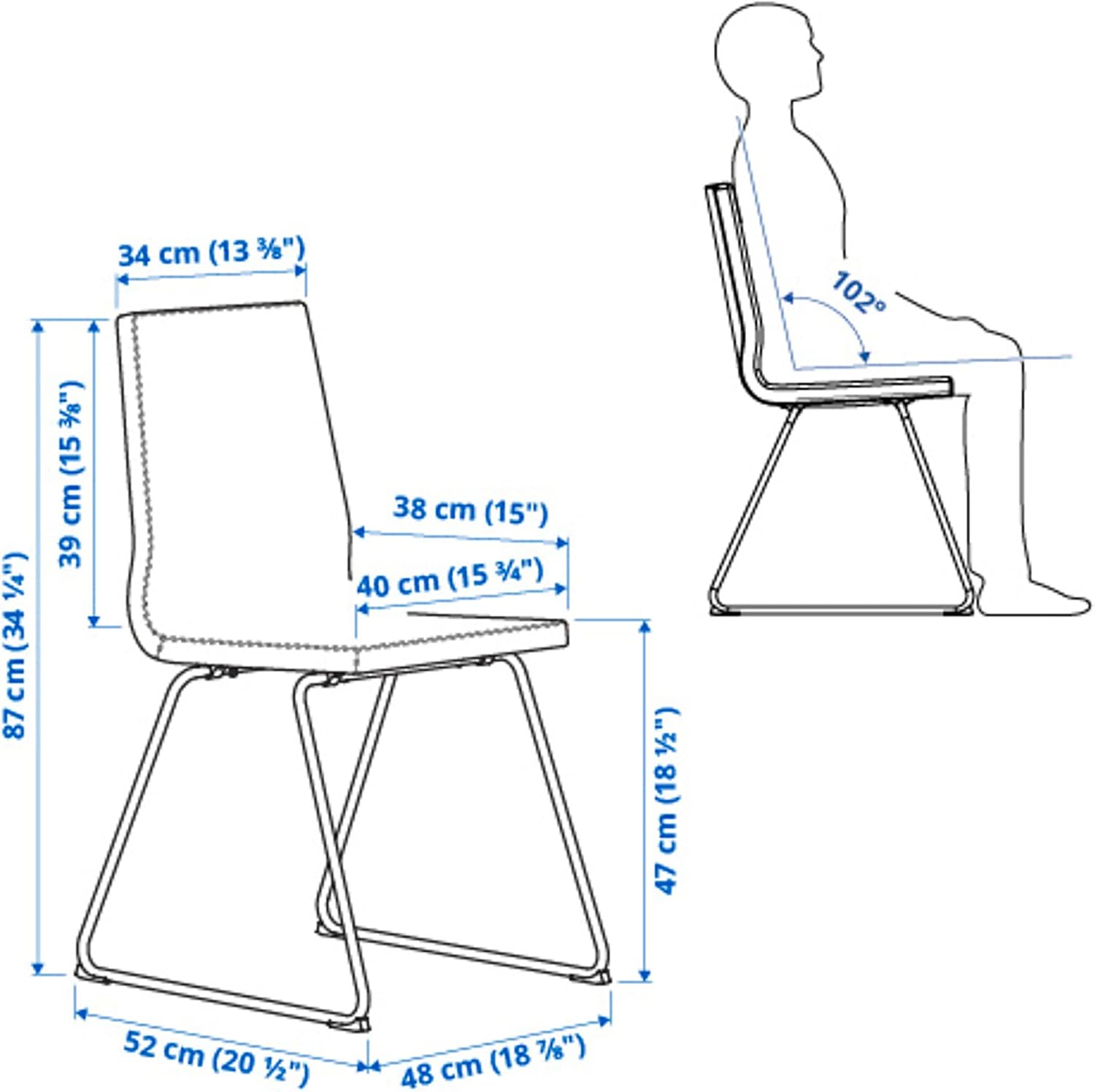 IKEA EKEDALEN/LILLÅNÄS Table and 4 Chairs, 120/180 cm, Dark Brown/Chrome, Bomstad Black