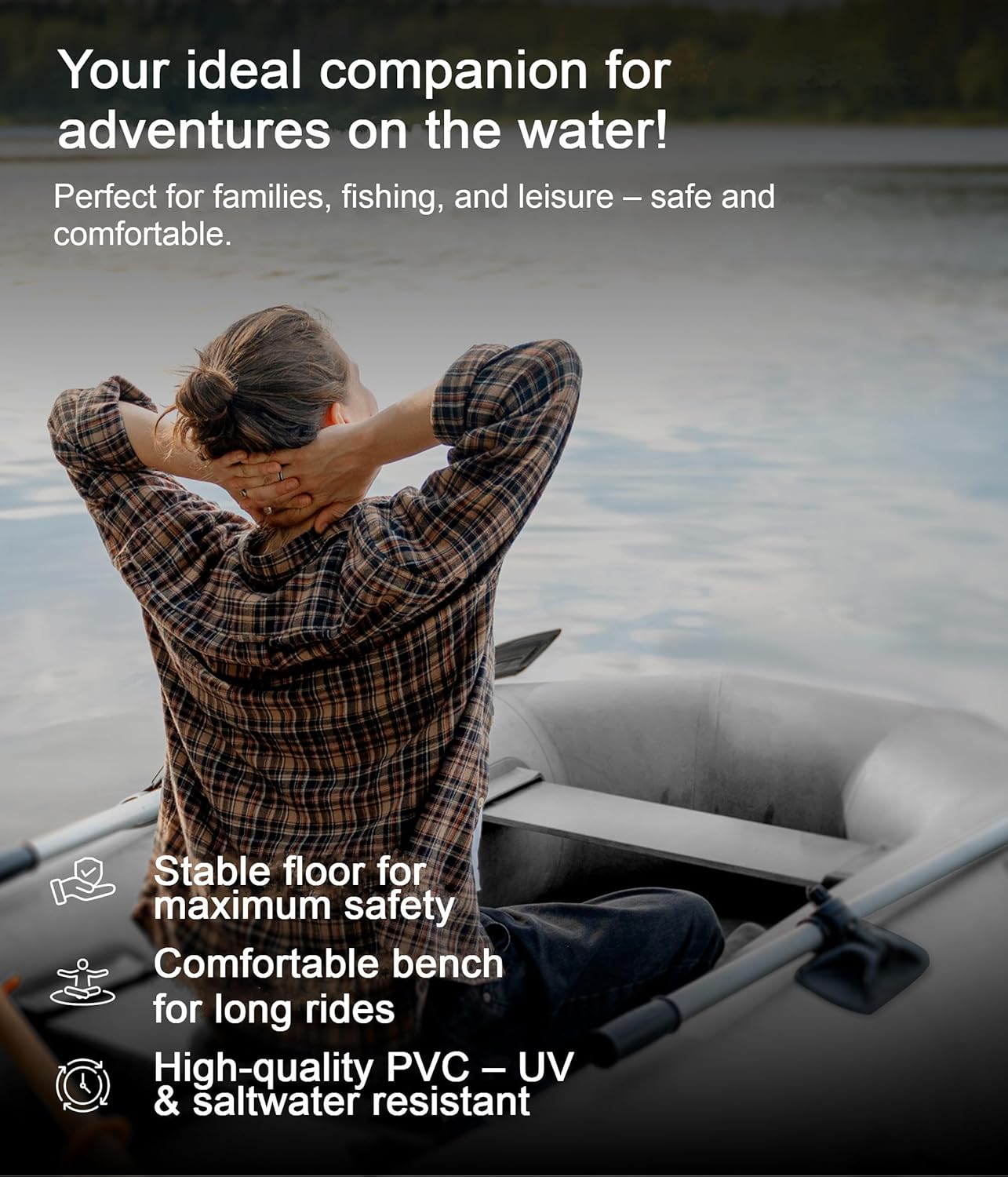 NEMAXX® Bateaux pneumatiques professionnelsINCL. 2 PAGAIES, SAC+POMPE À AIR – Bateaux gonflables à rames – Bateaux de pêche, bateaux pneumatiques – Pour 2,5,7 personnes (Longueur: 230cm,330cm,380cm)