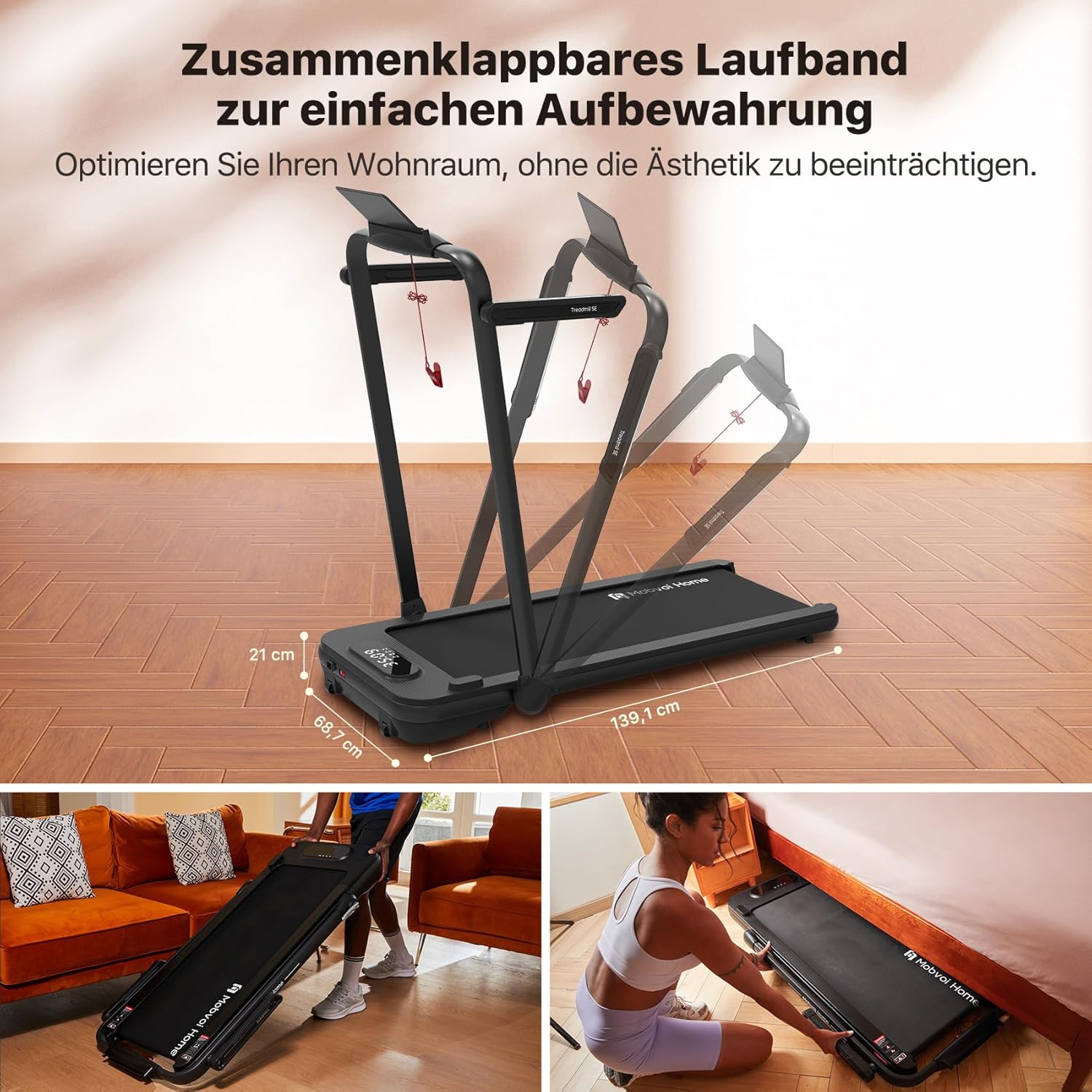 Mobvoi Home Laufband SE, 3-in-1-Klapplaufband