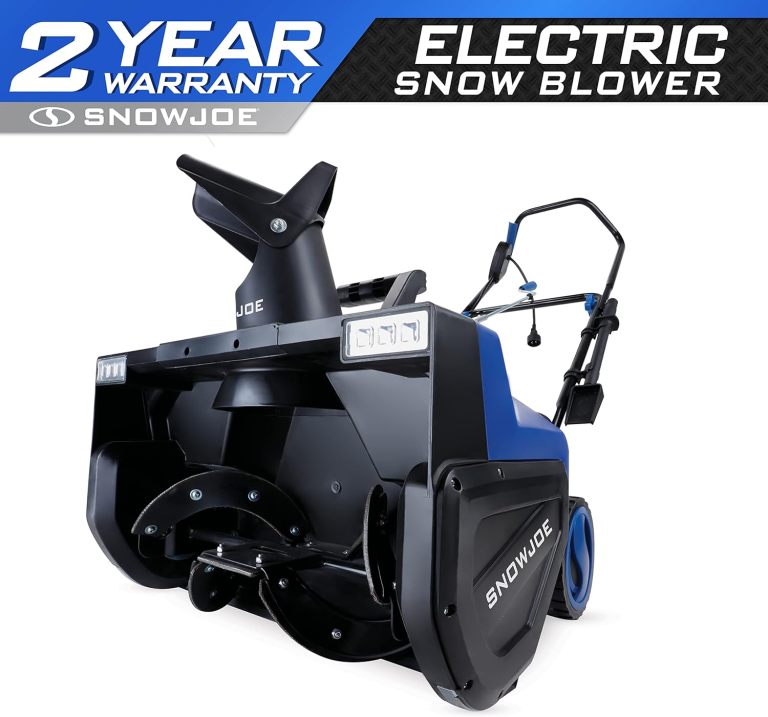 Snow Joe SJ627E 22-Inch 15-Amp Electric Snow Thrower w/Dual LED Lights, Blue & Woods 2436 16/3 Outdoor Cold-Flexible SJTW Extension Cord, 100-Foot