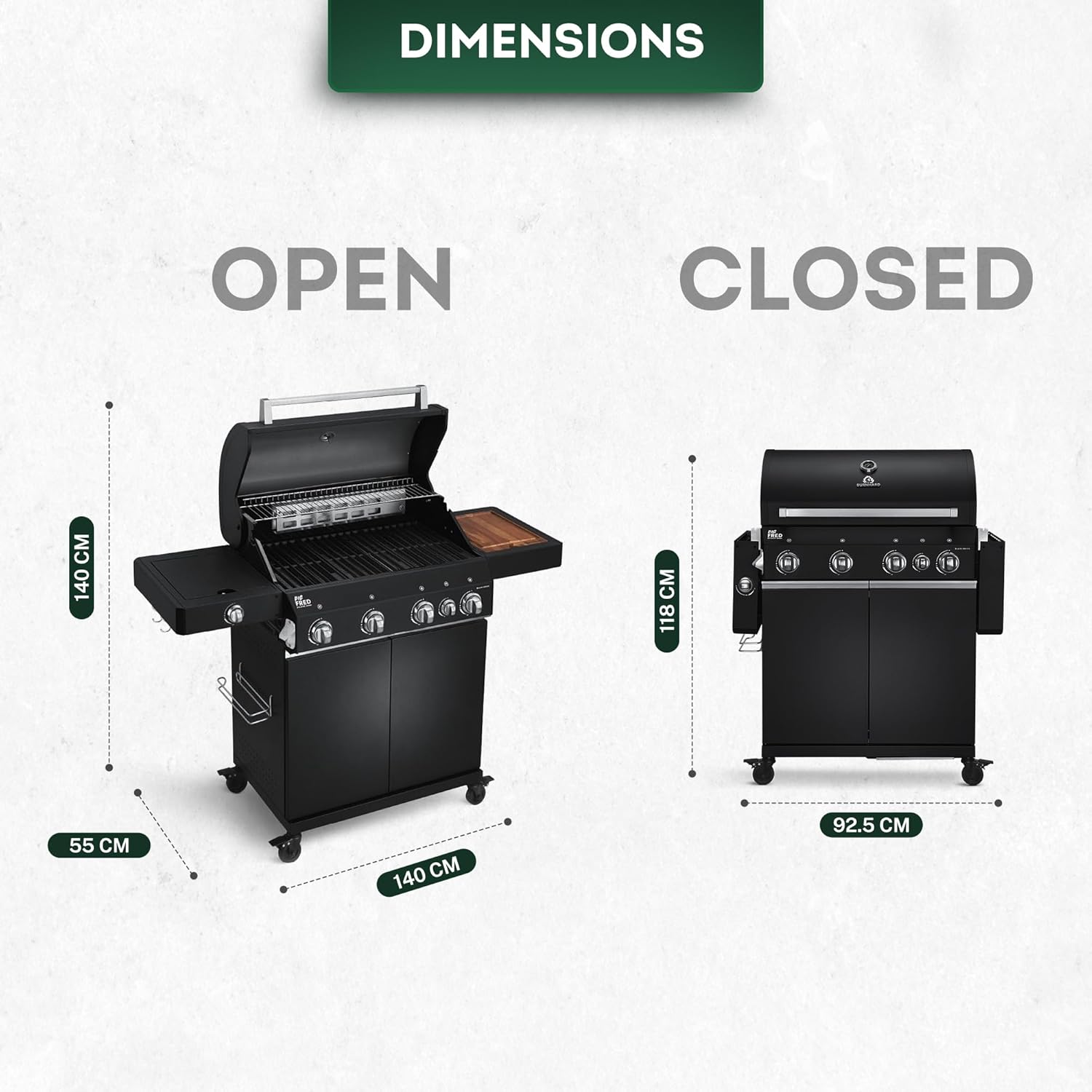 BURNHARD Big Fred Deluxe Black Series 3, 4-Burner Gas Barbecue