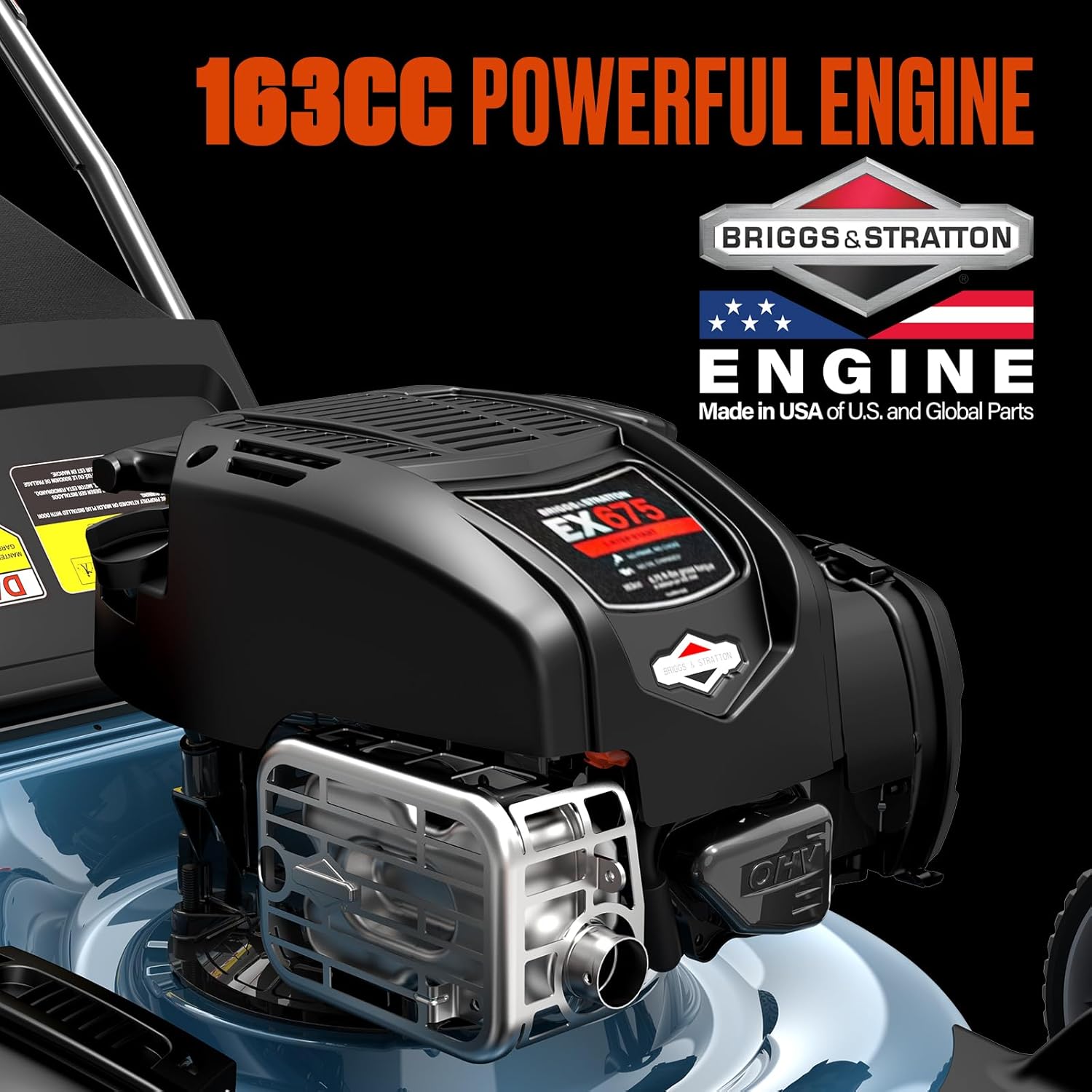 SENIX 21-Inch Gas Lawn Mower | 4 Stroke Push Mower with 163cc B&S EX675 Engine | 3-in-1 Mulching, Bagging & Side Discharge | 6-Position Height Adjustment | 16-Gallon Bagger | LSPG-M8