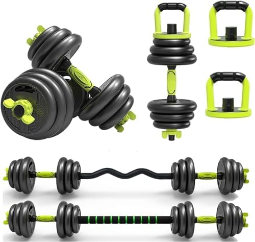 Strongway Adjustable 6 in 1 Dumbbell Straight and Curl Barbell Kettlebell Push Up Set - 20KG 30K...