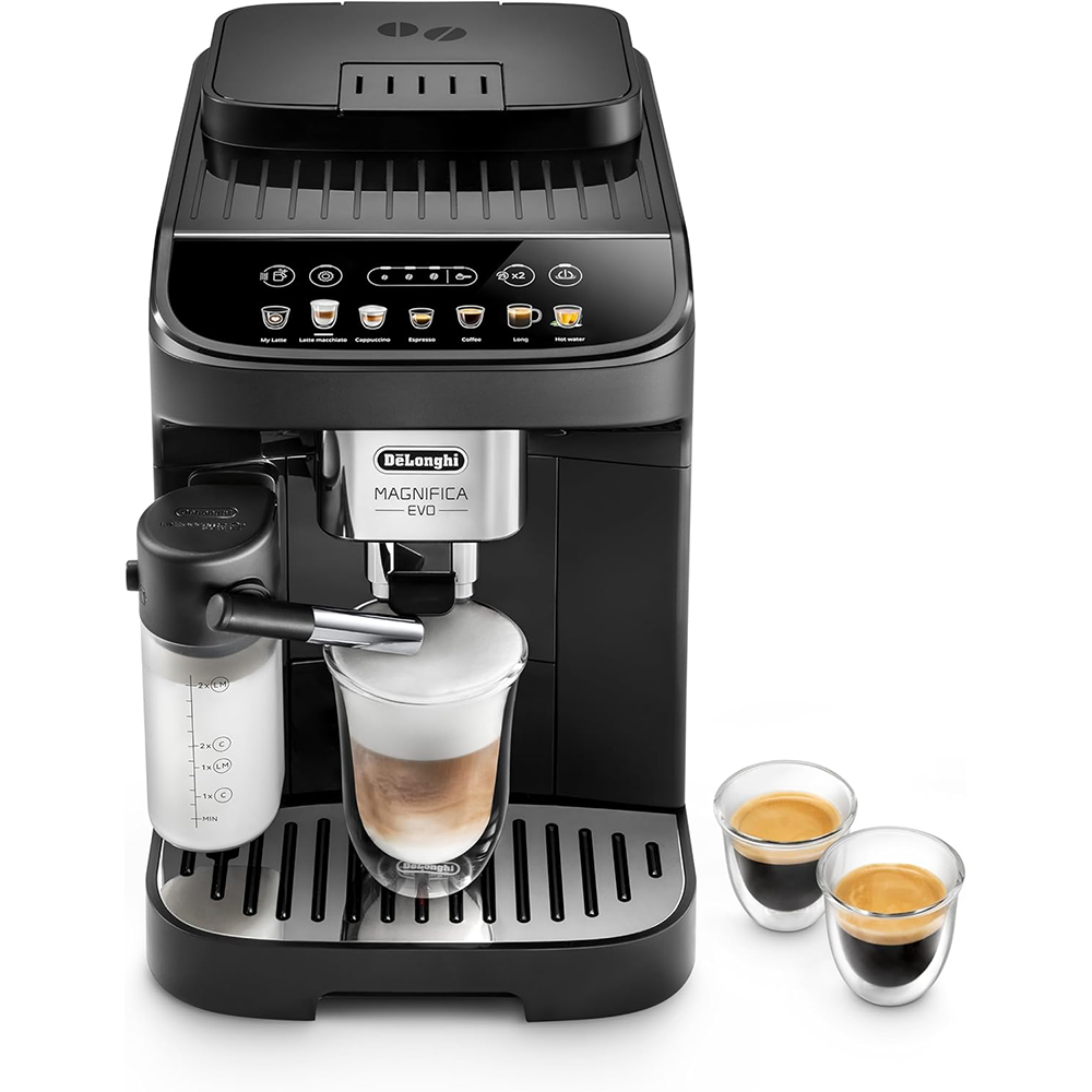 De'Longhi Magnifica Evo ECAM 292.81.B Fully Automatic Coffee Machine with LatteCrema Milk System, 7 Direct Selection Buttons for Cappuccino, Espresso and Other Coffee Specialities, 2-Cup Function