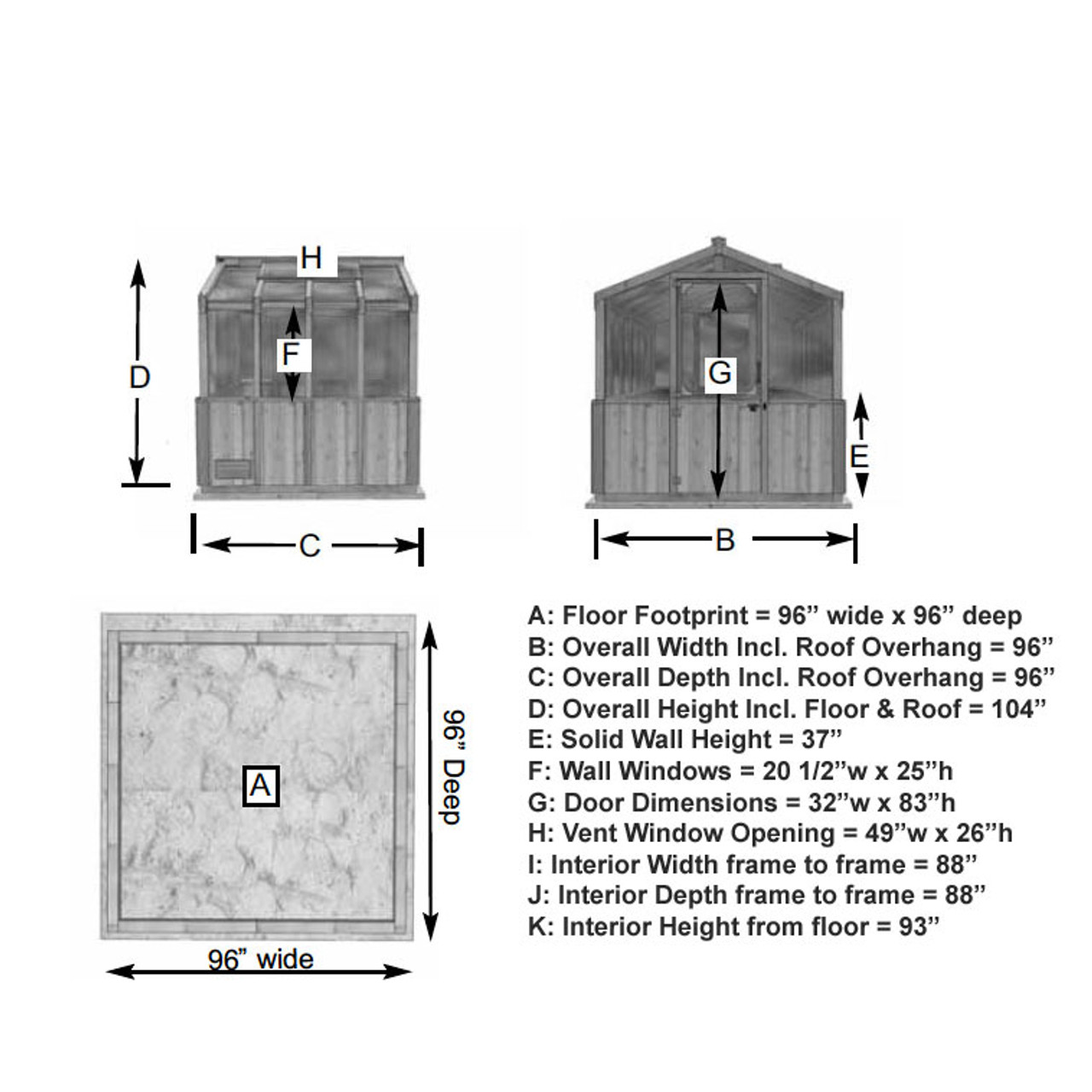 Eartheasy 8' x 8' Cedar Greenhouse
