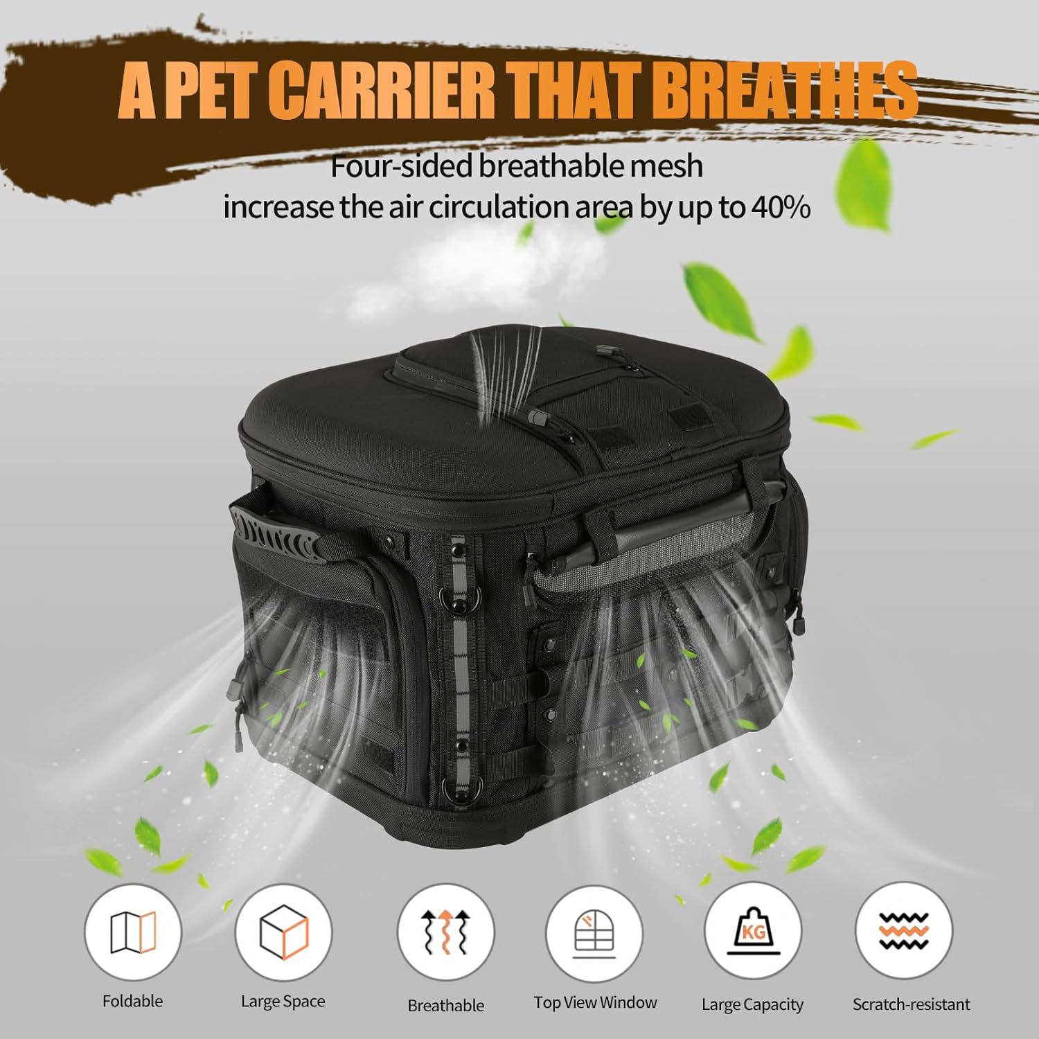 Motorcycle Dog Cat Carrier, Portable Pet Carrier Weather-Proof Pet Crate Travel Luggage Bags for Harley Road Street Glide CVO Road King Touring Trike Can Am w/Luggage Rack 20lb Pet (Black)