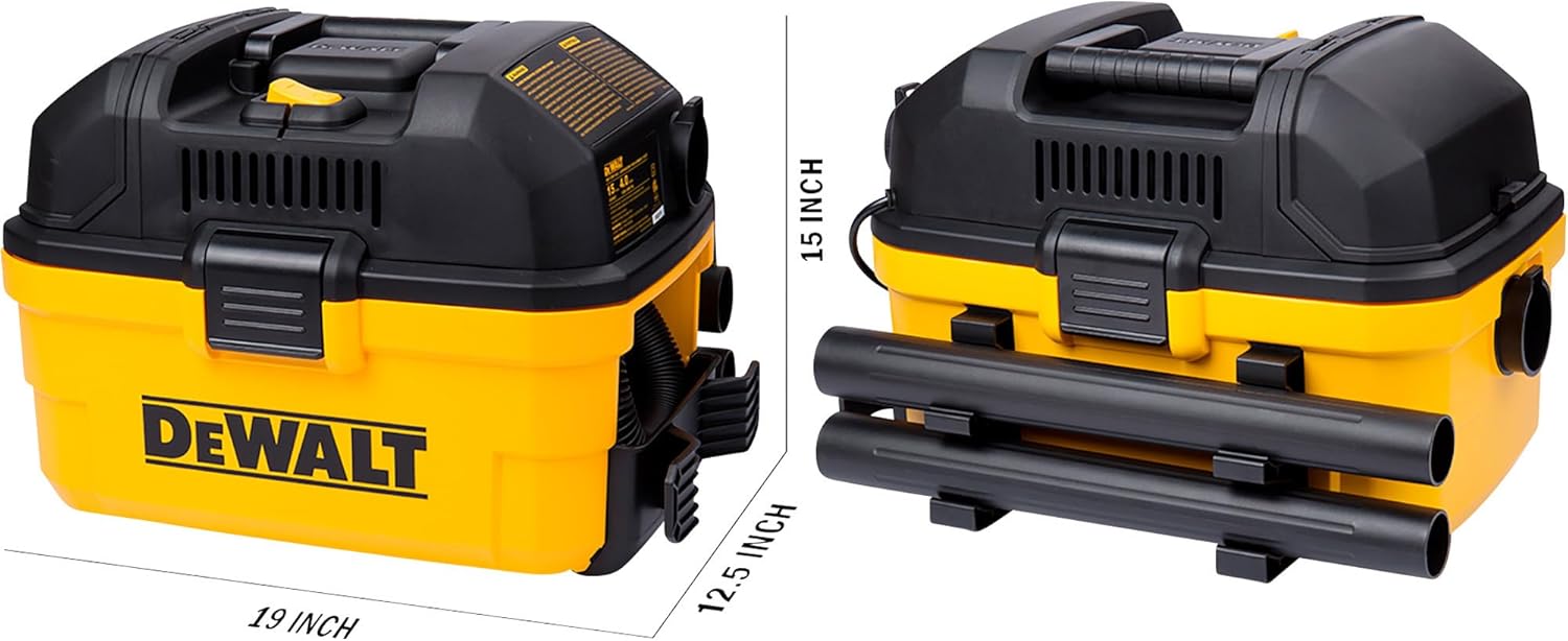DEWALT DXV04T Portable 4 Gallon Wet/Dry Vacuum, Yellow
