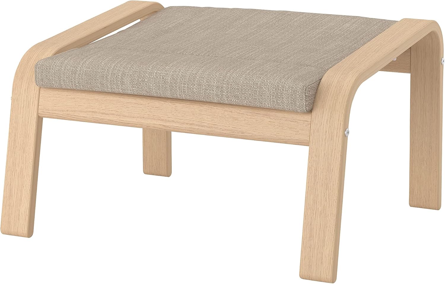 IKEA POÄNG Armchair and Footstool, White Stained Oak Veneer/Hillared Beige