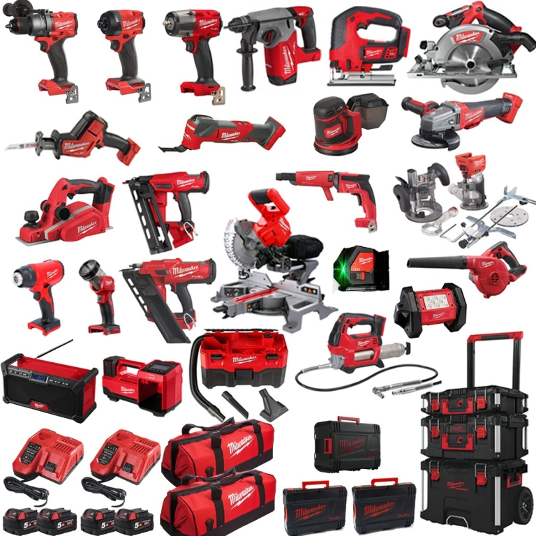 Milwaukee MILKIT25A Power Tool Kit 4 X 18V X 5AH Red Lithium Batteries 25 Pieces