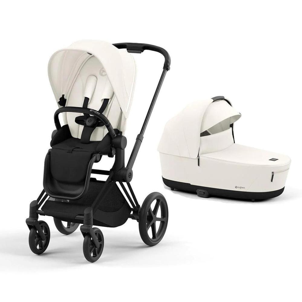 Cybex Priam V4 stroller set in white with frame matte black