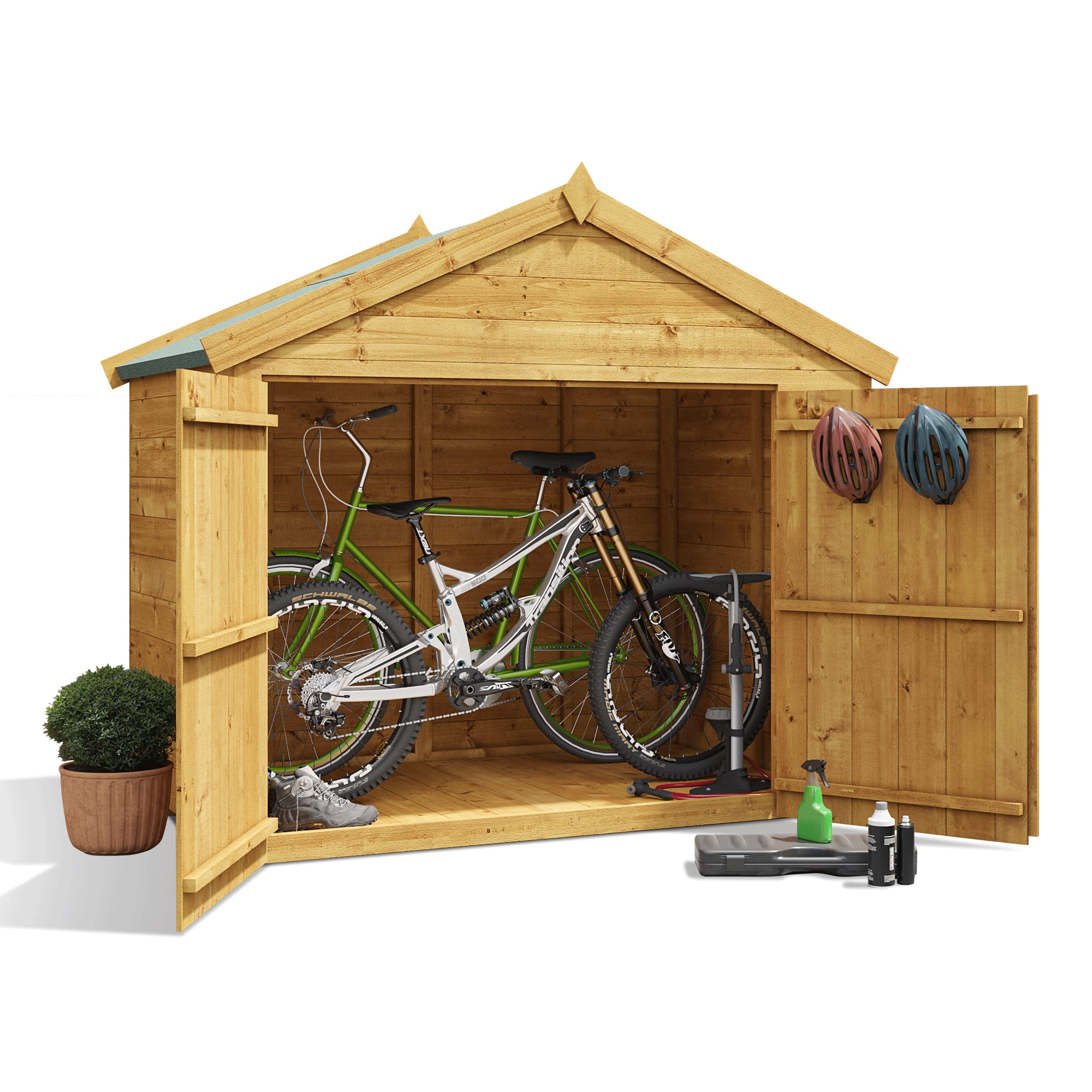 BillyOh Tongue and Groove Apex Bike Store, Mini Master Bike Shed with Floor and Roof (4X6)