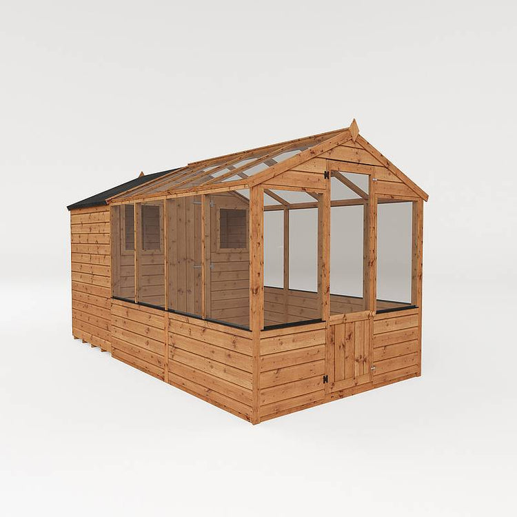 Mercia 12 x 6 Tongue and Groove Combi Greenhouse and Wooden Storage Shed