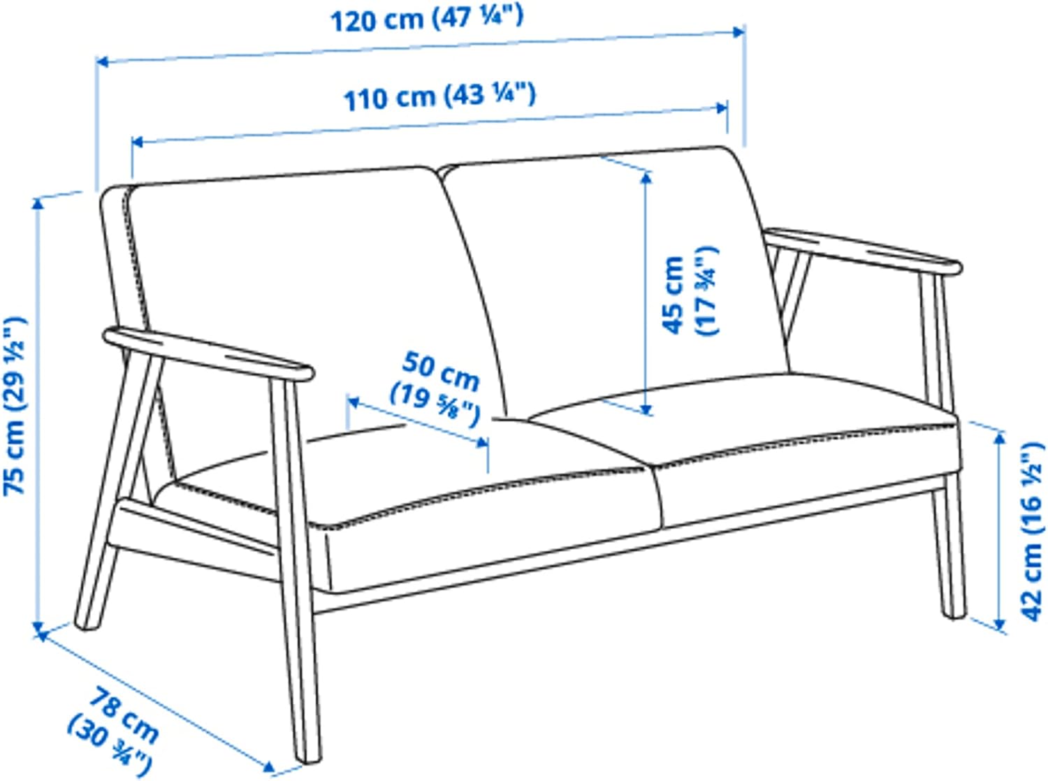 IKEA EKENÄSET Kilanda 2-Seater Sofa Light Beige