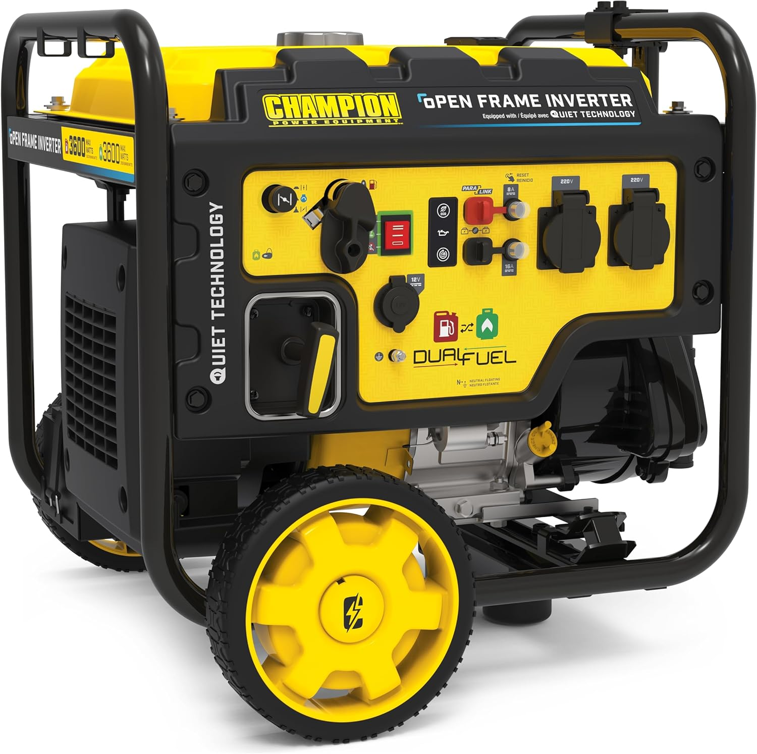 Champion Power Equipment 3600W Dual-Fuel Digital Hybrid Inverter - 224cc Engine, 18 Hour Runtime, Ultra-Quiet and Lightweight, Clean Energy Hybrid Generator and Fuel Saving
