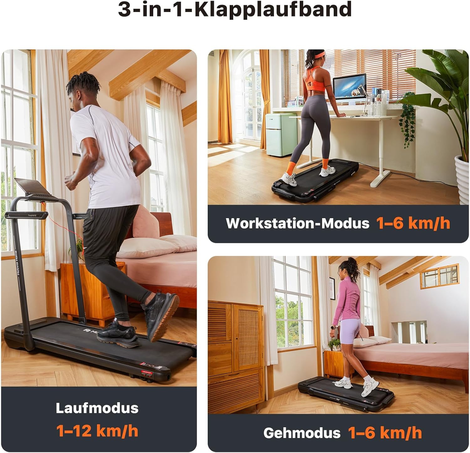 Mobvoi Home Laufband SE, 3-in-1-Klapplaufband