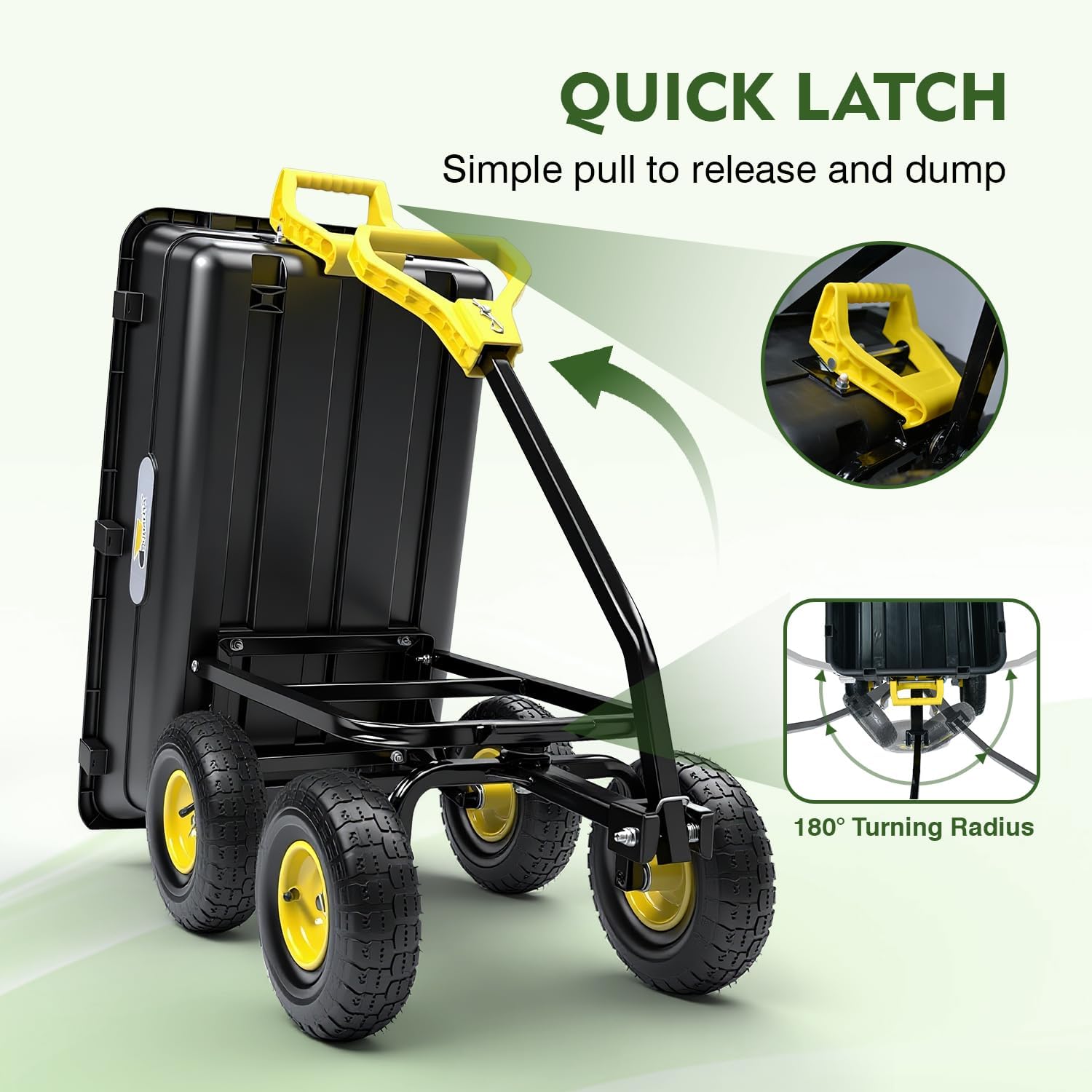 Garden Dump Cart, Heavy-Duty Utility Wagon with 900 lb Capacity, 5 Cu Ft Bed, 10