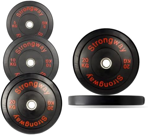 Strongway Olympic Bumper Weight Plates (5KG 10KG 20KG) Discs for Barbell - 2 Inch (2") / 50mm Ho...