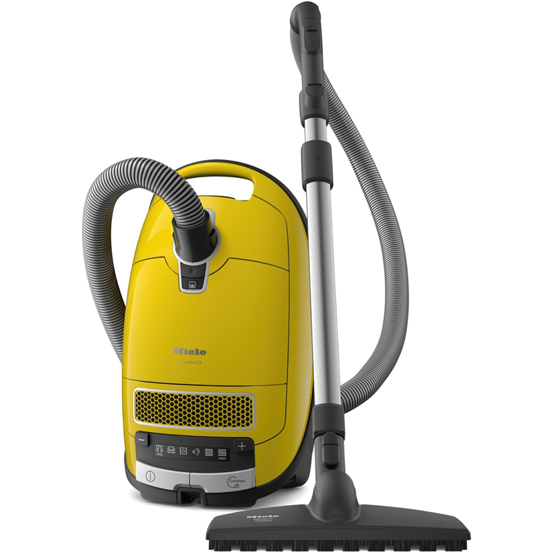 Miele Complete C3 Calima Bagged Canister Vacuum Cleaner with Turbobrush floorhead, Suitable for Low-Medium Pile Carpet and Hard Floors, in Curry Yellow