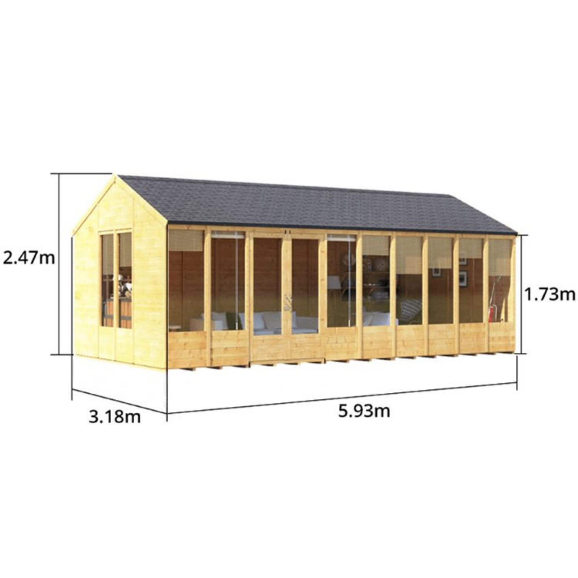 BillyOh Petra 20x10 Reverse Apex Summer House Shed