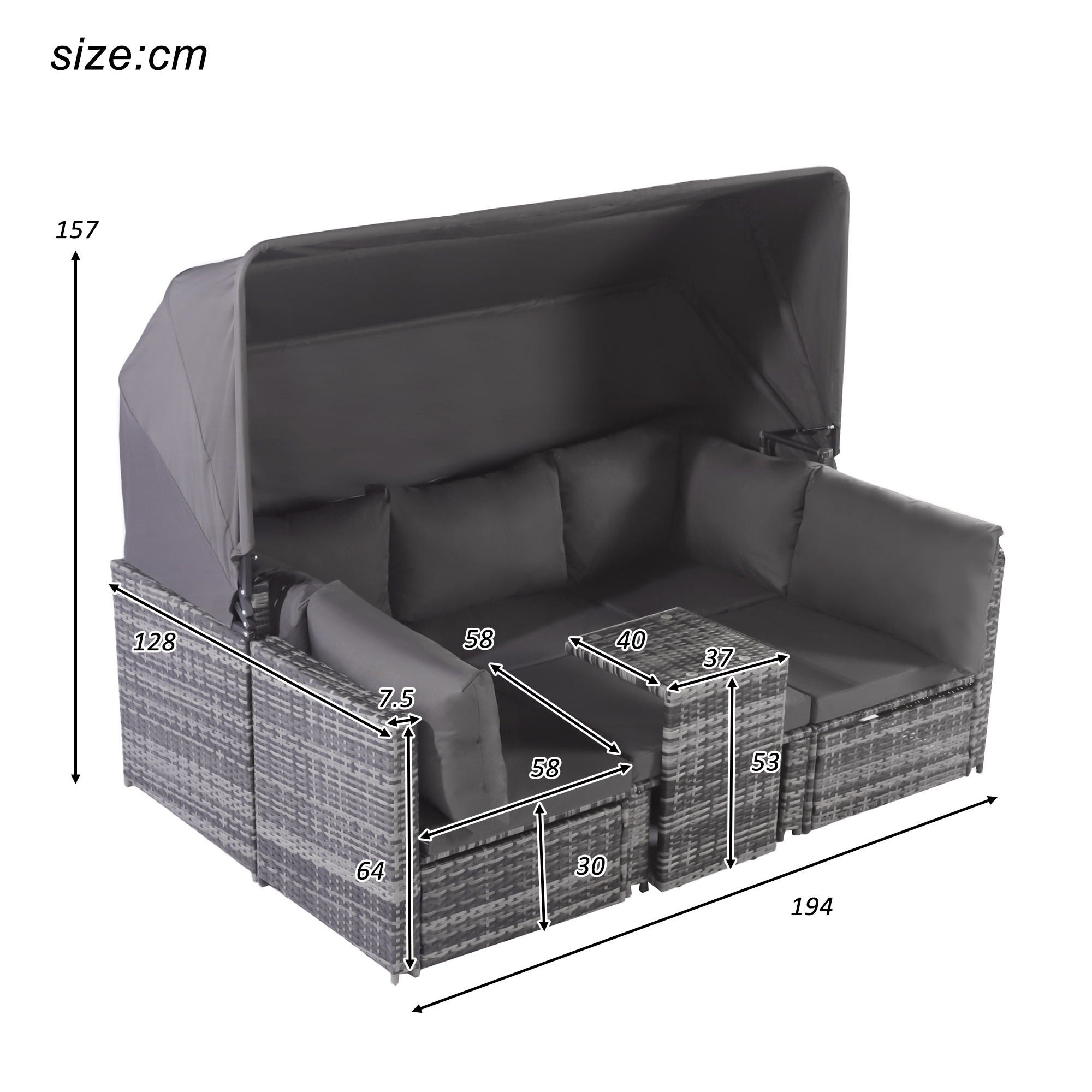 XDOVET Gartenlounge-Set Gartenmöbel Rattan Sonneninsel Sitzgruppe Terrassen Wetterfest