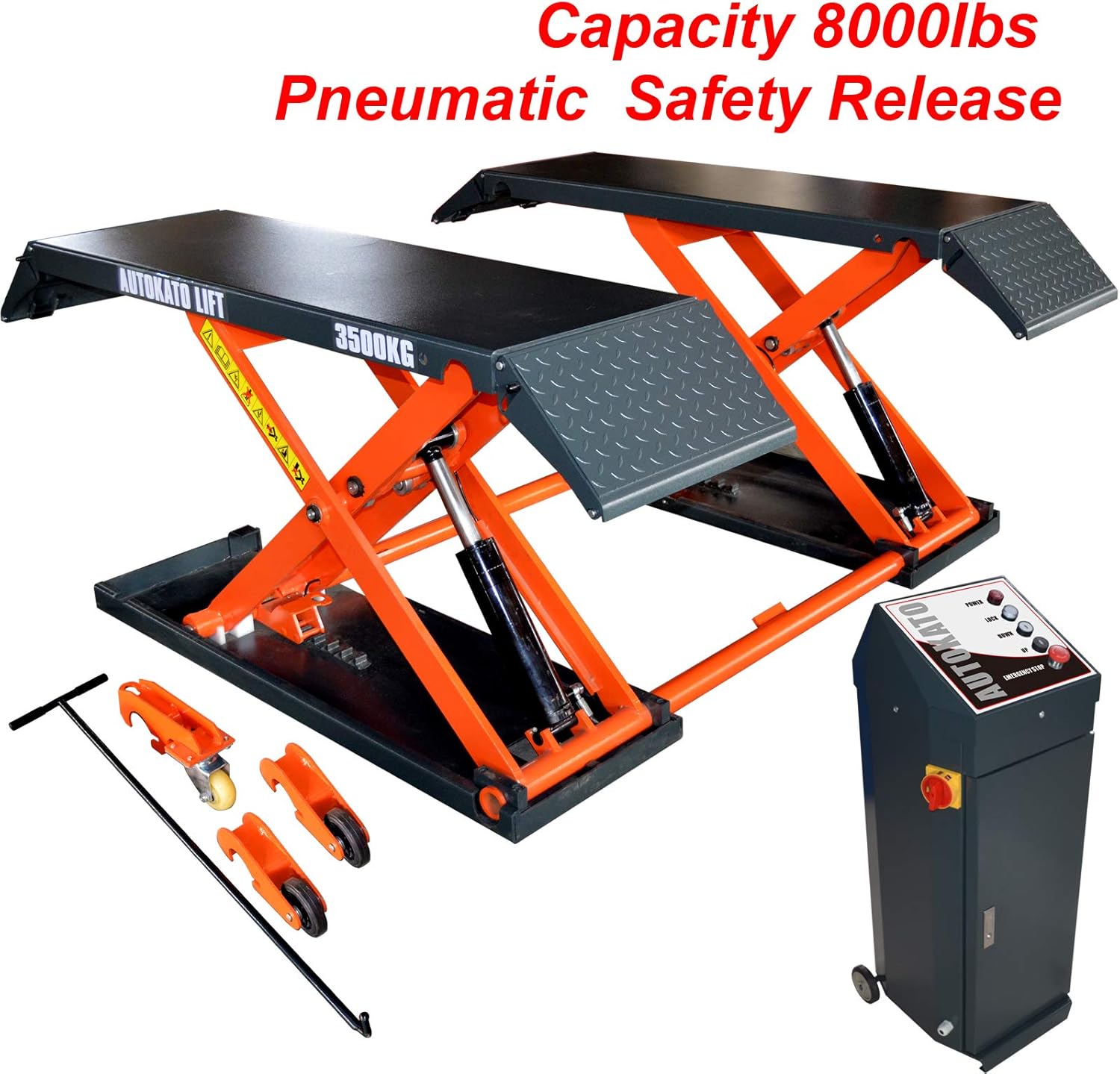 KATOOL Mid Rise Scissor Lift 8000lbs Penumatic Release Auto Lift 220V/1PH Automotive Lift for Home Shop Garage