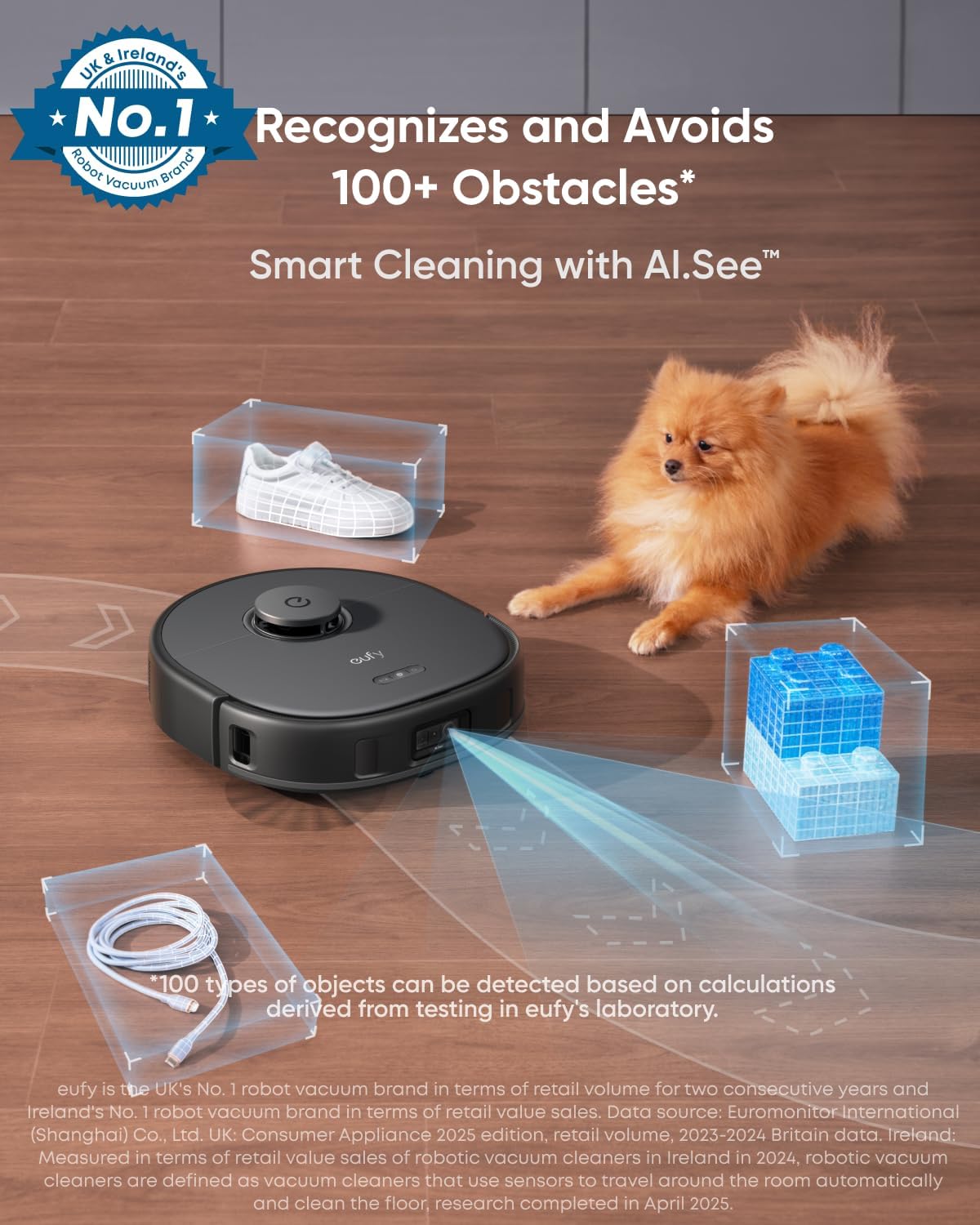 eufy X10 Pro Omni Robot Vacuum Cleaner with Mop, All-in-One Station, 8,000Pa Powerful Suction, Dual Mops, AI Obstacle Avoidance, Auto Mop Washing, Auto-Hot-Air-Drying, Auto-Emptying, Auto-Refilling