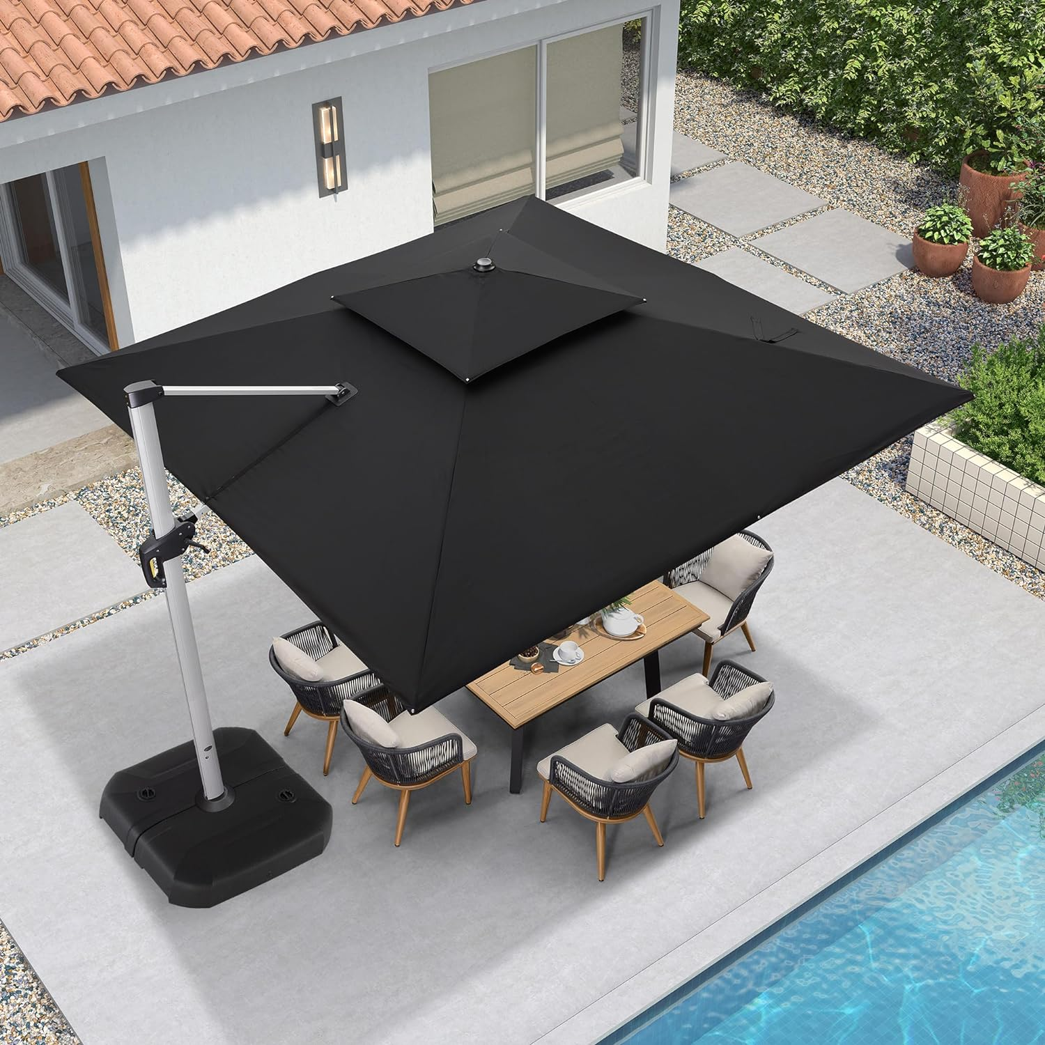 14pieds Solar-powered LED parasol