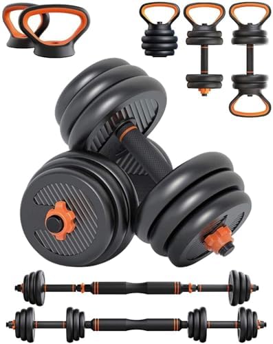 Strongway Adjustable 6 in 1 Dumbbell Barbell Kettlebell Set - 20KG 30KG 40KG SETS - Weight Lifti...