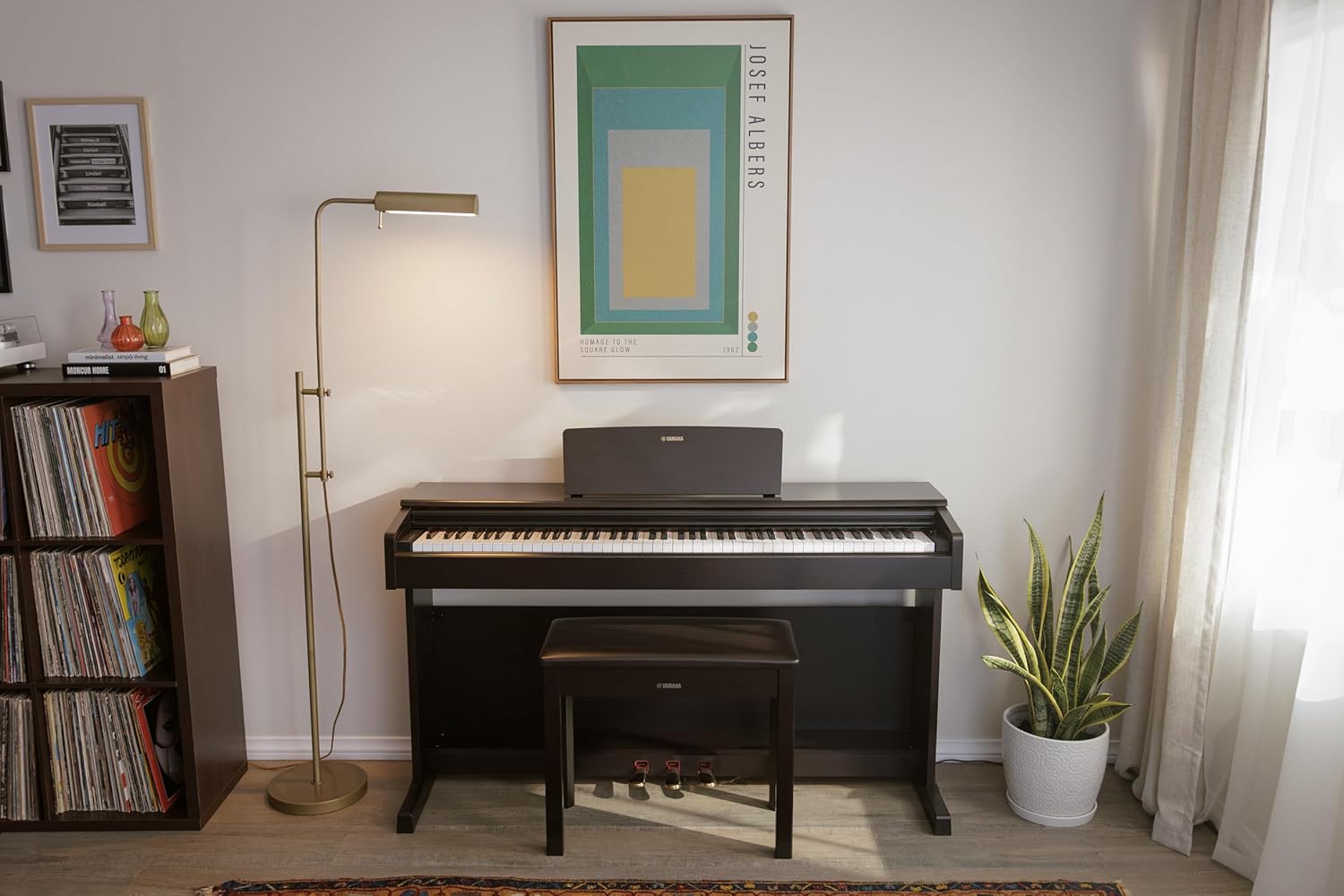 Yamaha Arius, 88-Key Weighted Action Digital Aspiring Musicians, CFX Concert Grand Piano Voice, 3-Pedal Unit, Bench Included, Classic Upright Design, Black, (YDP145B)