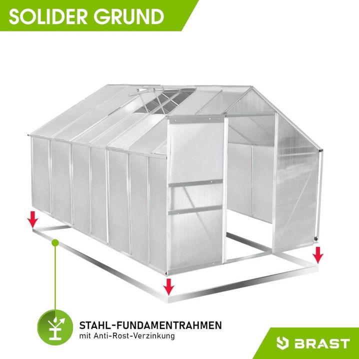 BRAST Aluminium Greenhouse with Base 430 x 250 x 205 cm, TÜV Tested, 6 mm Hollow Chamber Panels, Rustproof/Weatherproof/Temperature-Resistant