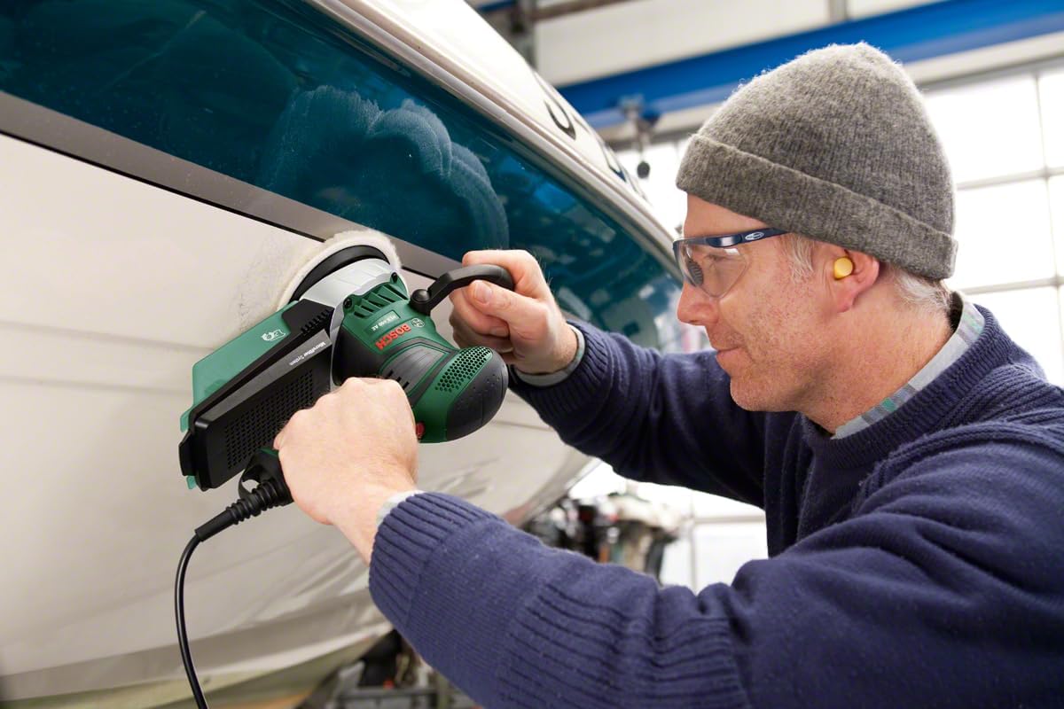 Bosch Ponceuse excentrique filaire PEX 400 AE (370W, livrée avec coffret de rangement, 1 paper assistant, 1 papier abrasif G 80)