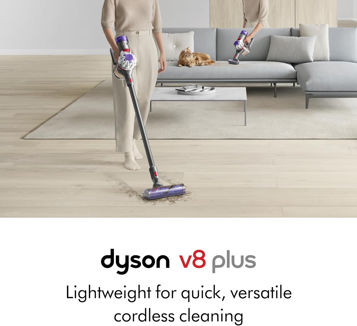 Dyson V8 Plus Cordless Vacuum, Silver/Nickel